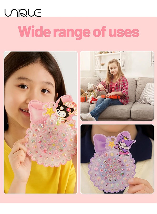 يونيك 4 مجموعات من الأظافر للفتيات - أظافر صناعية للصاق للأطفال، أطراف أظافر قابلة للإزالة برسومات كرتونية لطيفة مع أدوات مانيكير، مجموعة هدايا أظافر كاواي للفتيات - حفلة عيد ميلاد، نشاط فن الأظافر في البيت - Image 4